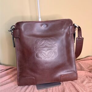 Loewe Anagram leather crossbody bag in a brown color.